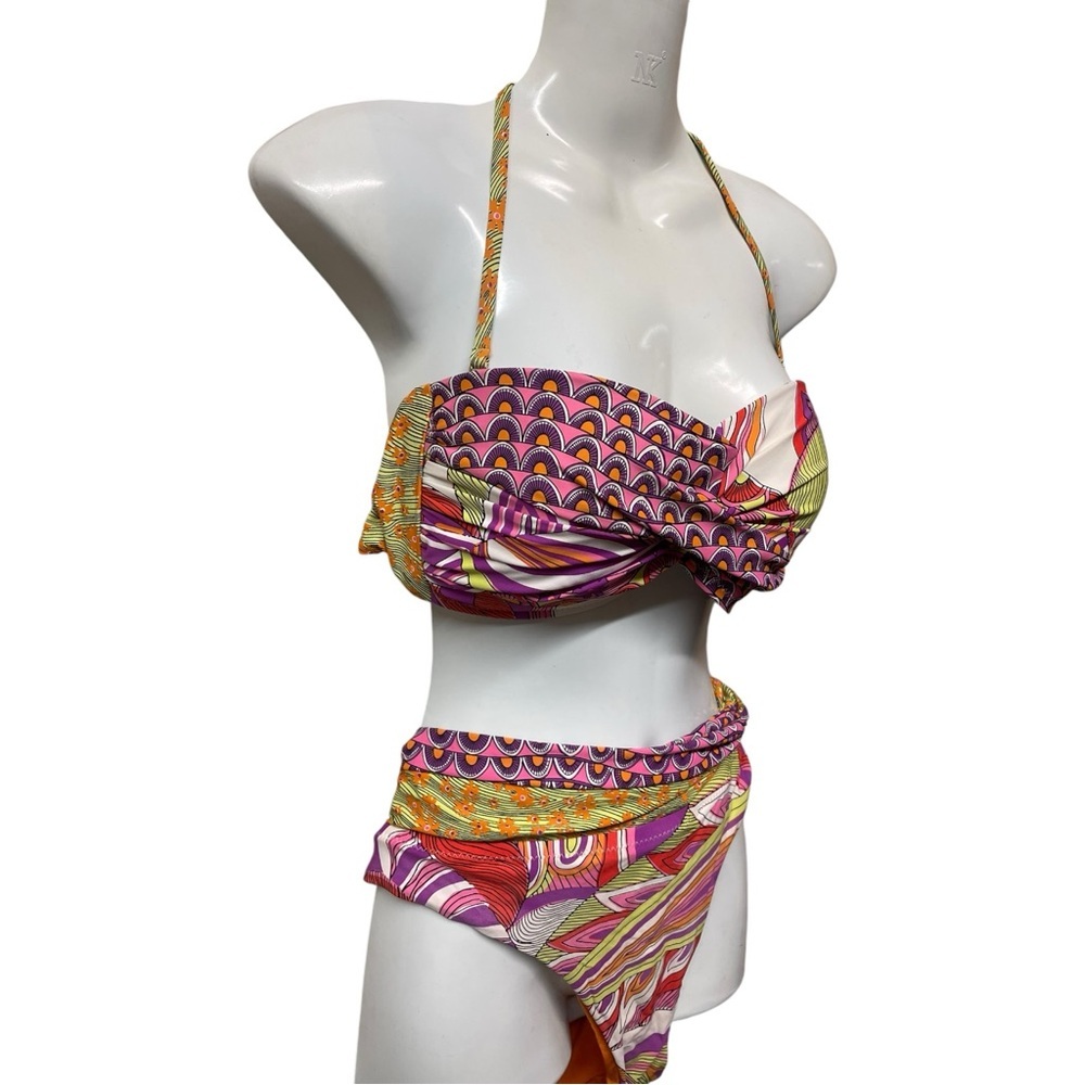 TRINA TURK Bikini Swimsuit Amazonia Twist/Shash Colorful Multi-print Size 8 - Picture 5 of 6